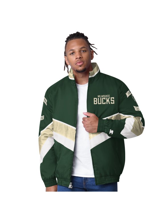 Men's Starter Hunter Green Milwaukee Bucks Captain Oxford Full-Zip Jacket