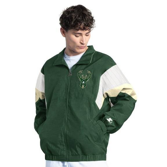Men's Starter Hunter Green Milwaukee Bucks Yard Line Full-Zip Jacket