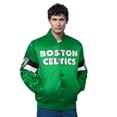 thumbnail image 1 of Men's Starter Kelly Green Boston Celtics Triple Option Varsity Full-Snap Satin Jacket, 1 of 2