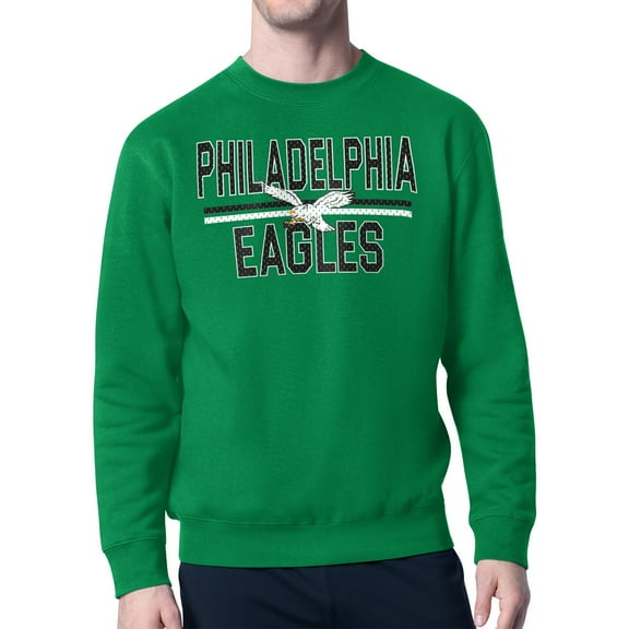 Men's Starter Kelly Green Philadelphia Eagles Mesh Look Retro Logo Pullover Sweatshirt