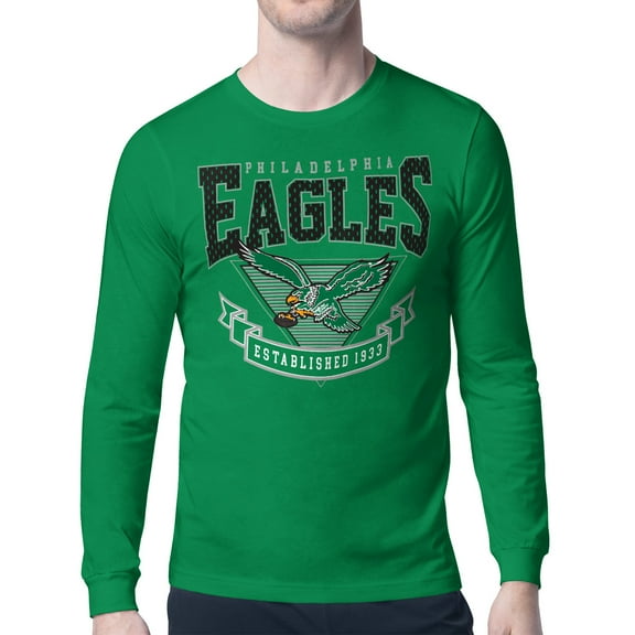 Men's Starter Kelly Green Philadelphia Eagles Retro Team Logo Long Sleeve T-Shirt