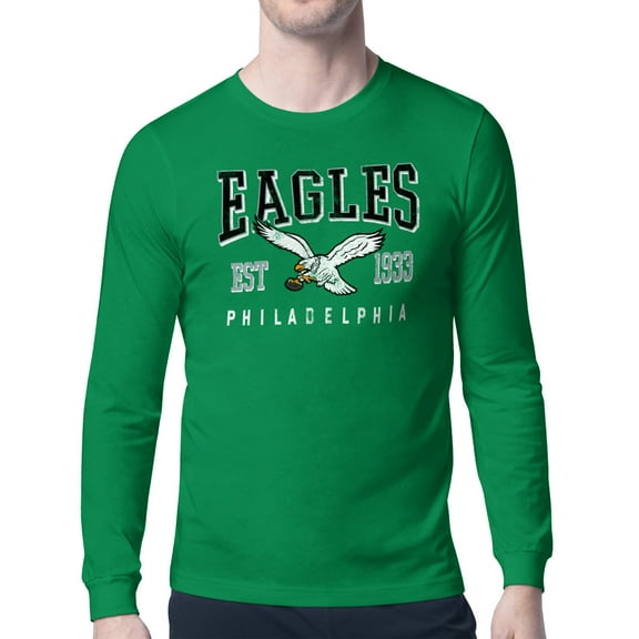 Men's Starter Kelly Green Philadelphia Eagles Retro Team Logo Long Sleeve T-Shirt