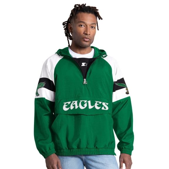 Men's Starter Kelly Green Philadelphia Eagles Street Cut Retro Logo Half-Zip Jacket