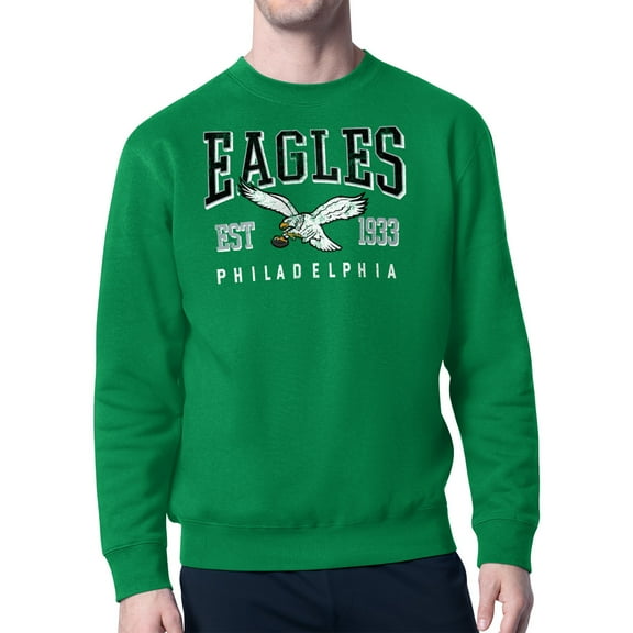 Men's Starter Kelly Green Philadelphia Eagles Team Retro Logo Fleece Tri-Blend Pullover Sweatshirt