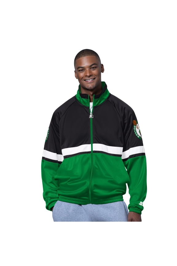 Men's Starter Kelly Green/White Boston Celtics The Veteran Tricot Track Raglan Full-Zip Jacket