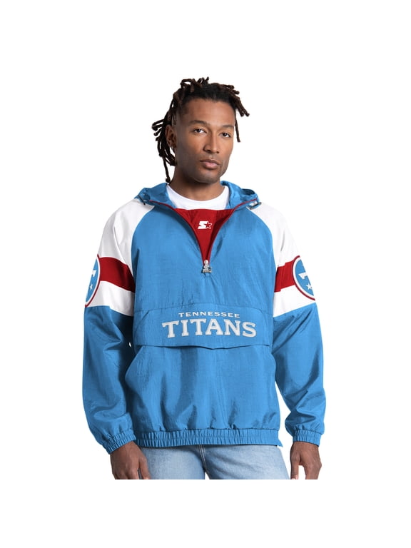 Men's Starter Light Blue Tennessee Titans Street Cut Half-Zip Jacket
