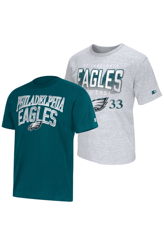 Men's Starter  Midnight Green/Gray Philadelphia Eagles Two-Pack Logo T-Shirt Set