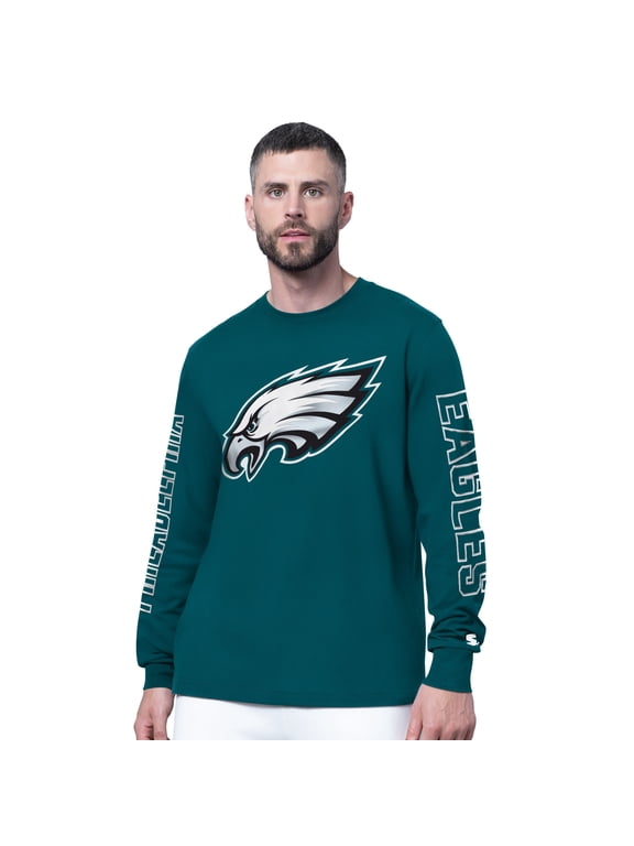 Men's Starter Midnight Green Philadelphia Eagles Clutch Hit II Long-Sleeve T-Shirt