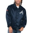 thumbnail image 1 of Men's Starter Navy Atlanta Braves Option Route Satin Full-Snap Jacket, 1 of 2