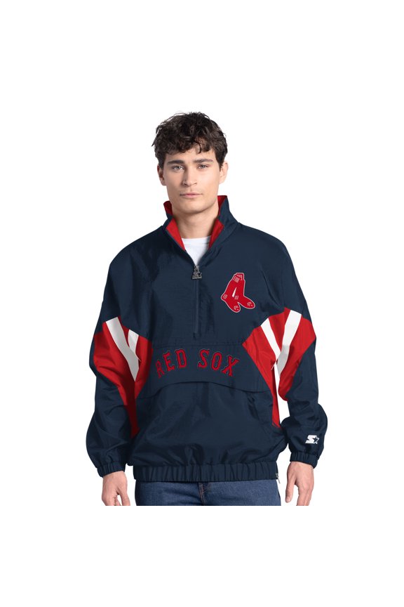 Men's-Starter  Navy Boston Red Sox Cooperstown Chief Half-Zip Pullover