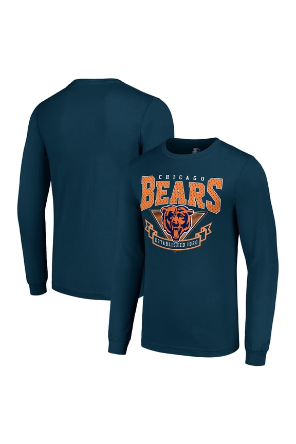 Men's Starter Navy Chicago Bears '80s Inspired Team Logo Long Sleeve T-Shirt
