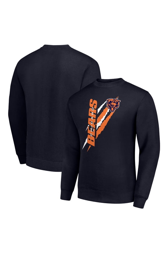 Men's Starter Navy Chicago Bears Color Scratch Team Graphic Fleece Pullover Sweatshirt