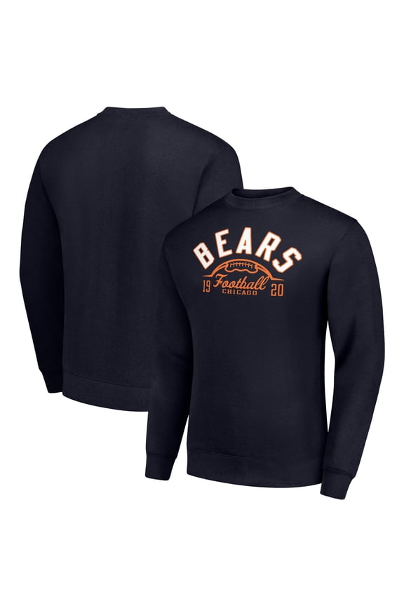 Men's Starter Navy Chicago Bears Half Ball Team Graphic Tri-Blend Fleece Pullover Sweatshirt
