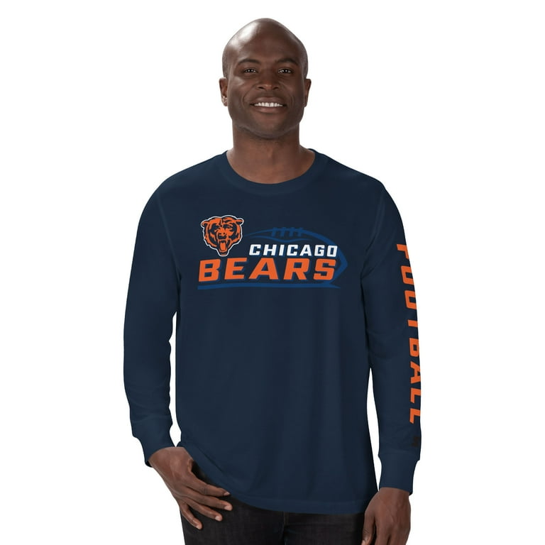Men's Starter Navy Chicago Bears Half Time Long Sleeve T-Shirt