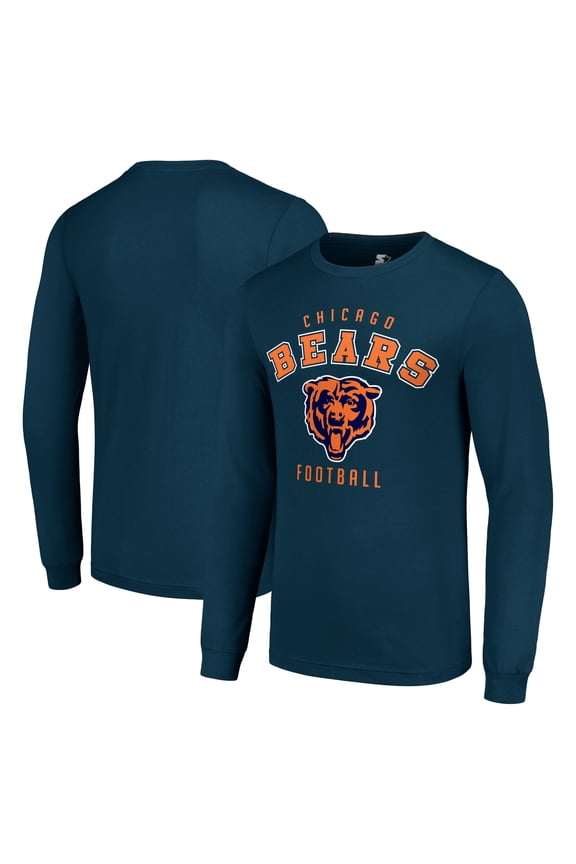 Men's Starter Navy Chicago Bears Long Sleeve T-Shirt
