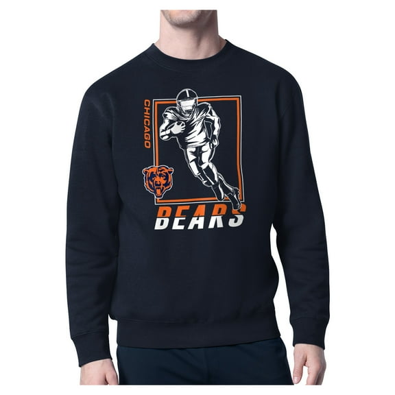 Men's Starter Navy Chicago Bears Player Grid Pullover Sweatshirt