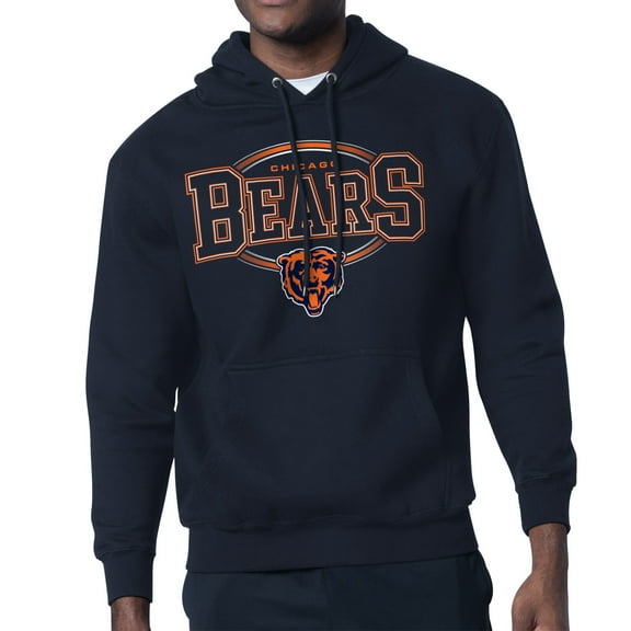 Men's Starter Navy Chicago Bears Team Track Graphic Pullover Hoodie