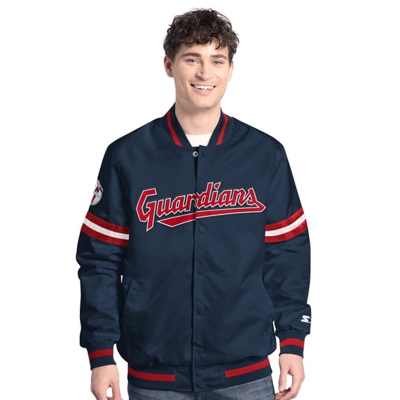 Men's-Starter Navy Cleveland Guardians Scout Full-Snap Varsity Jacket