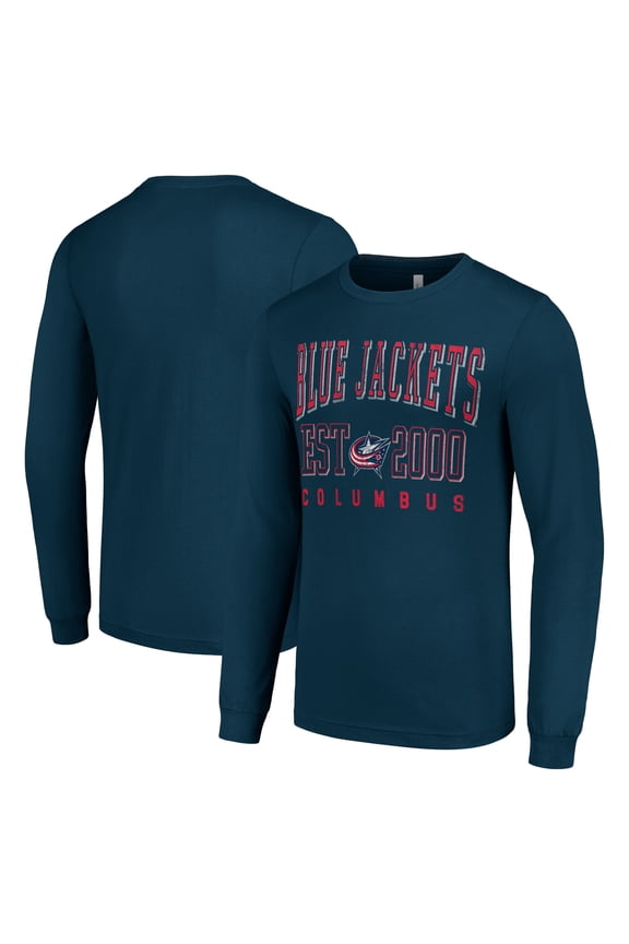Men's Starter Navy Columbus Blue Jackets Logo Graphic Long Sleeve T-Shirt