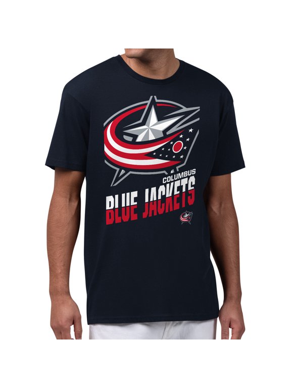 Men's Starter Navy Columbus Blue Jackets Logo Zoom T-Shirt