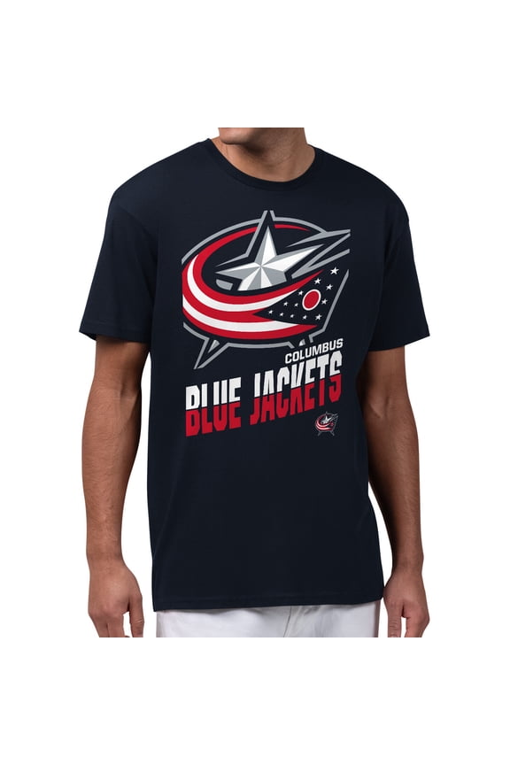 Men's Starter Navy Columbus Blue Jackets Logo Zoom T-Shirt