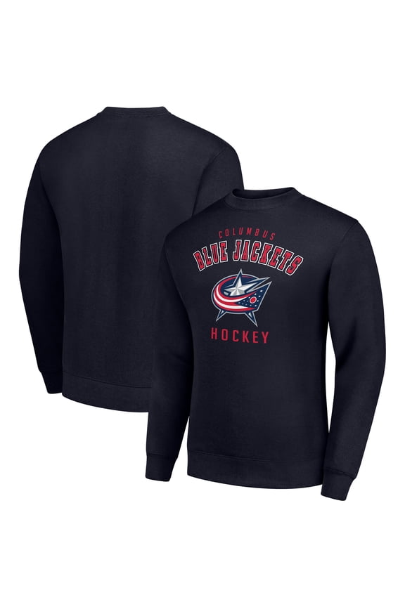 Men's Starter  Navy Columbus Blue Jackets Team Logo Fleece Pullover Sweatshirt