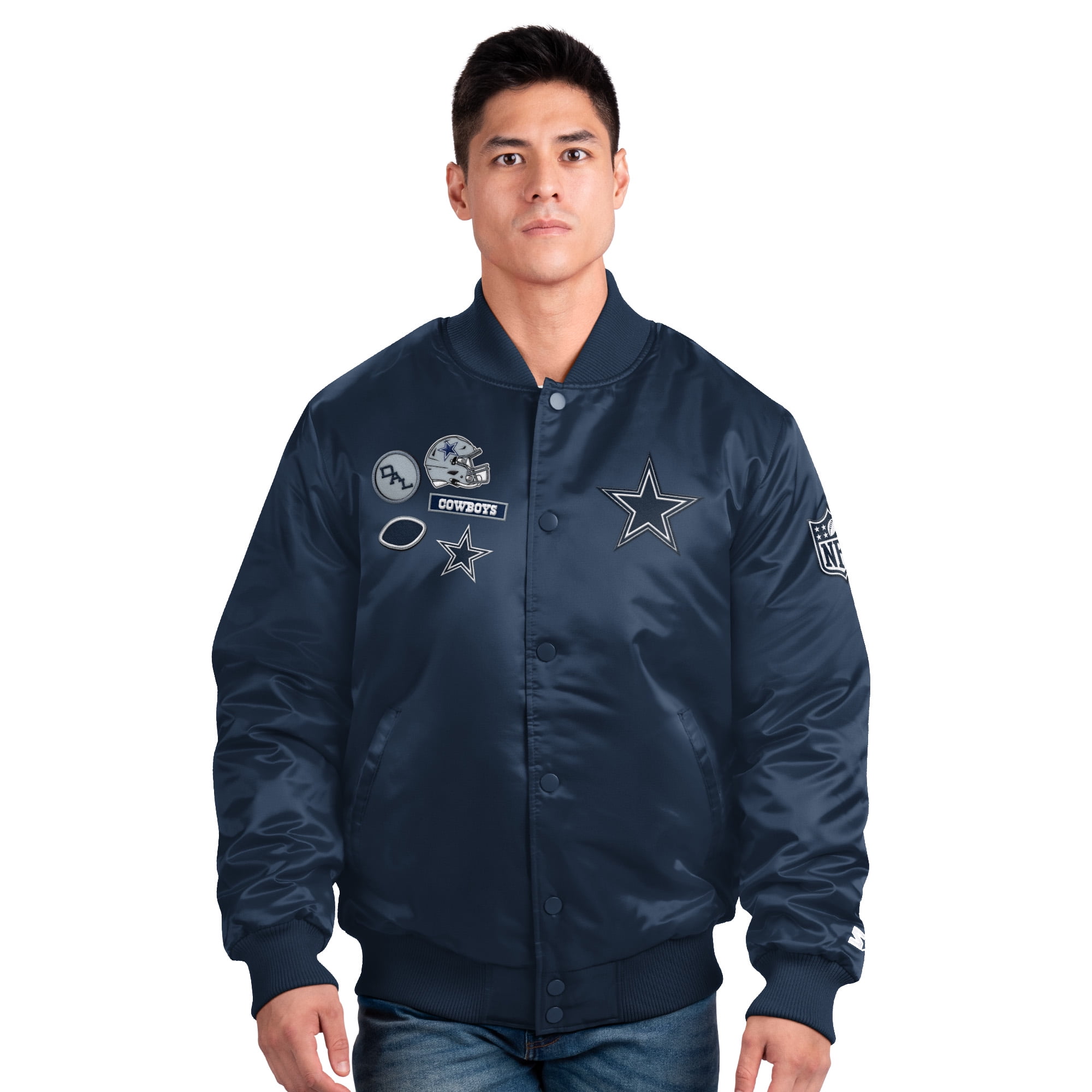 Men's Starter Navy Dallas Cowboys Exclusive Satin Full-Snap