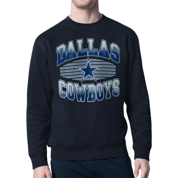 Men's Starter Navy Dallas Cowboys Team Grit Graphic Fleece Pullover Sweatshirt