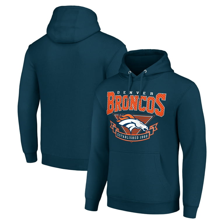 Men's Starter Navy Denver Broncos -80s Inspired Pullover Hoodie