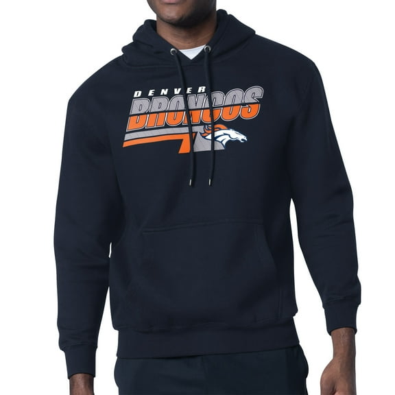 Men's Starter Navy Denver Broncos Logo Push Graphic Hoodie