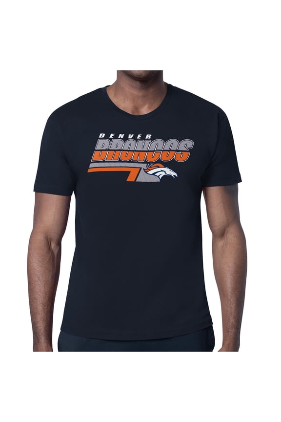 Men's Starter Navy Denver Broncos Logo Push Graphic T-Shirt