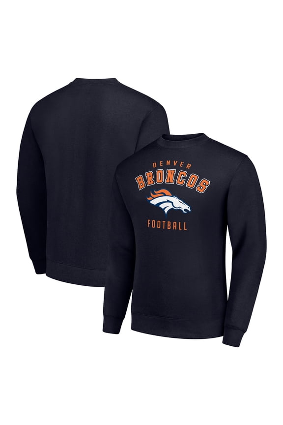 Men's Starter Navy Denver Broncos Team Logo Pullover Sweatshirt