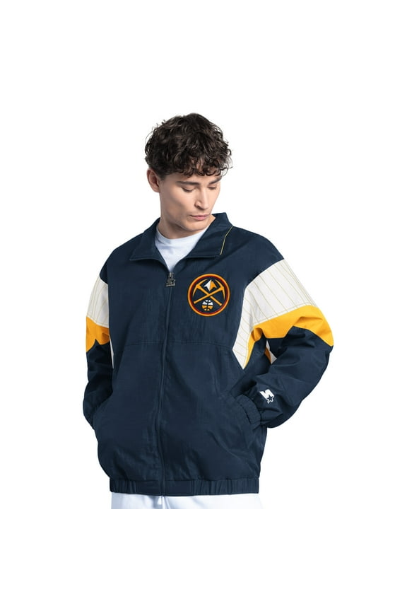 Men's Starter Navy Denver Nuggets Yard Line Full-Zip Jacket