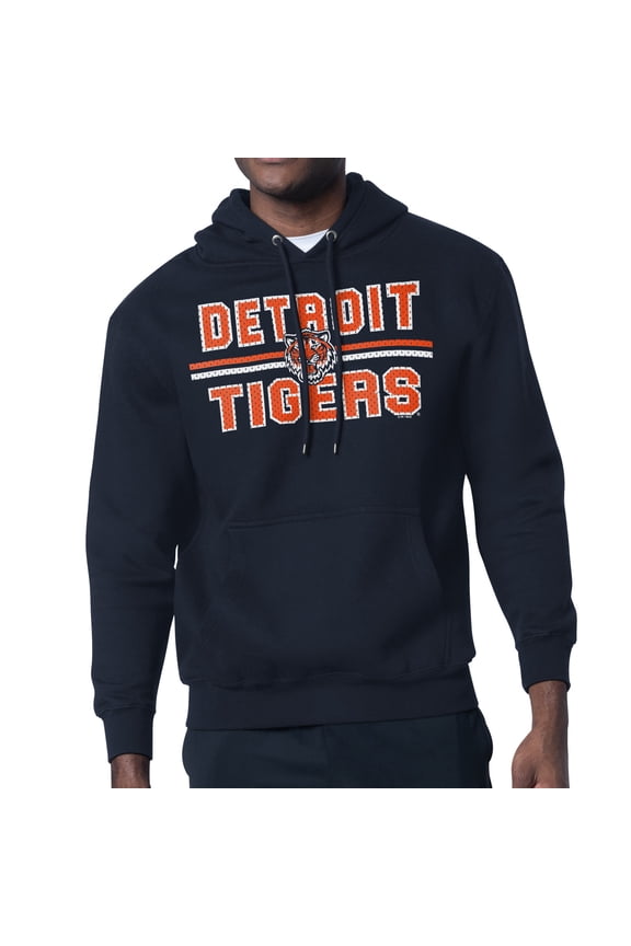 Men's Starter Navy Detroit Tigers Team Mesh Print Graphic Pullover Hoodie