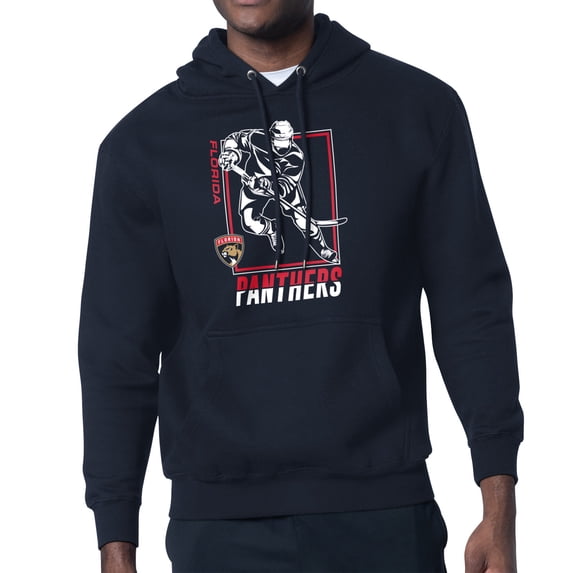 Men's Starter Navy Florida Panthers Player Grid Fleece Pullover Hoodie