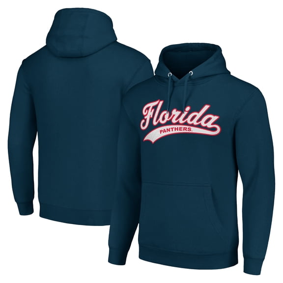 Men's Starter Navy Florida Panthers Tailsweep Fleece Tri-Blend Pullover Hoodie