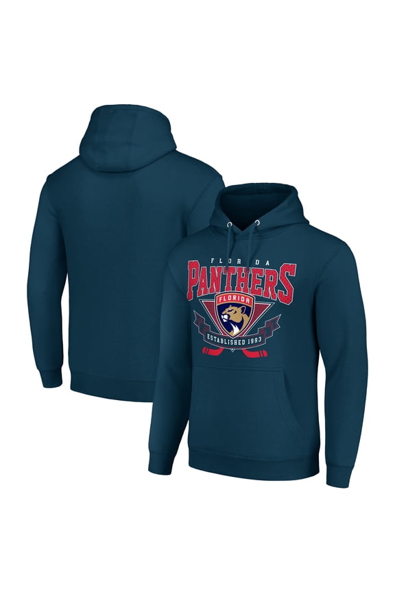 Men's Starter Navy Florida Panthers Team Logo Graphic Fleece Tri-Blend Pullover Hoodie