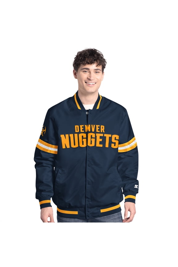 Men's Starter Navy/Gold Denver Nuggets Scout Full Snap Varsity Jacket