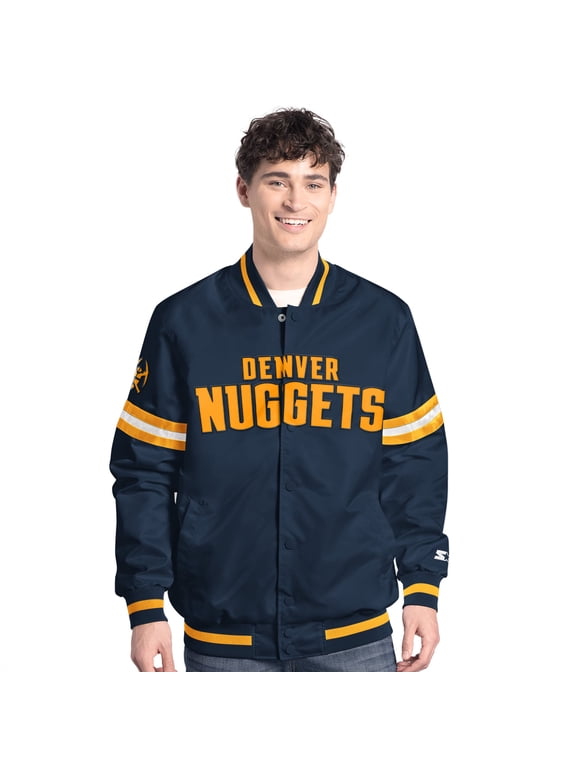 Men's Starter Navy/Gold Denver Nuggets Scout Full Snap Varsity Jacket