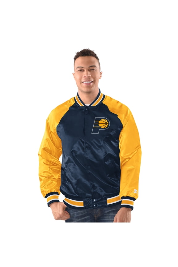 Men's Starter  Navy/Gold Indiana Pacers Inductee Full-Snap Varsity Jacket