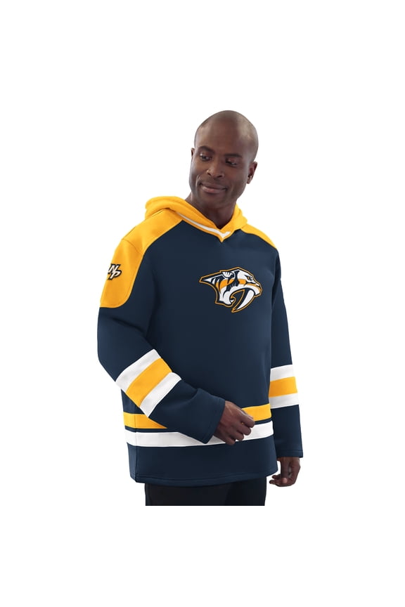 Men's Starter Navy/Gold Nashville Predators Hockey Pullover Hoodie