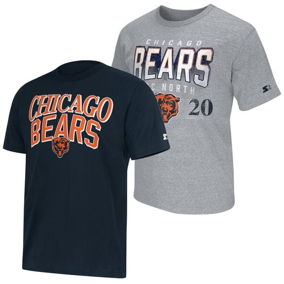 Men's Starter Navy/Gray Chicago Bears Two-Pack Logo T-Shirt Set