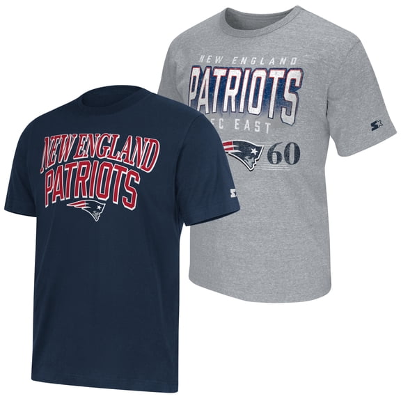 Men's Starter Navy/Gray New England Patriots Two-Pack Logo T-Shirt Set