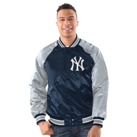 Men's Starter Navy/Gray New York Yankees Raglan Blitz Varsity Jacket