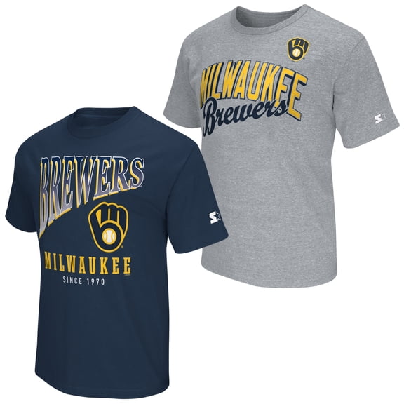 Men's Starter Navy/Heather Gray Milwaukee Brewers Two-Pack T-Shirt Set