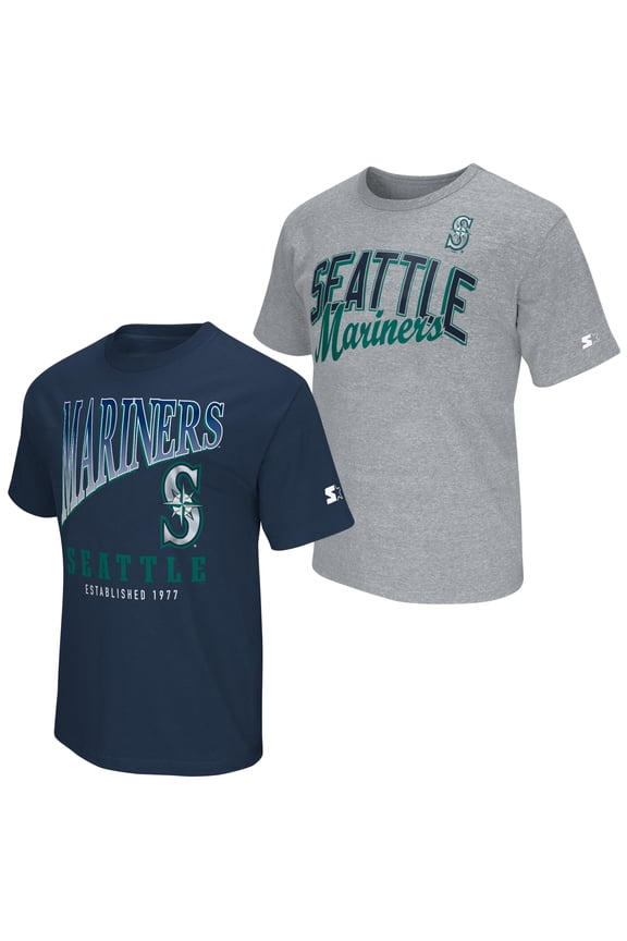 Men's Starter Navy/Heather Gray Seattle Mariners Two-Pack T-Shirt Set