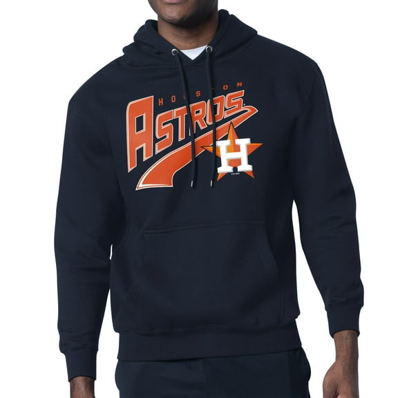 Men's Starter Navy Houston Astros Modern Tailsweep Fleece Tri-Blend Pullover Hoodie