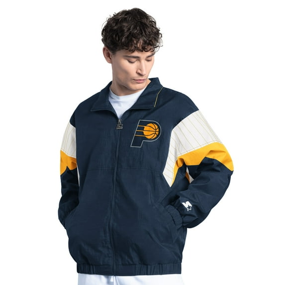 Men's Starter Navy Indiana Pacers Yard Line Full-Zip Jacket