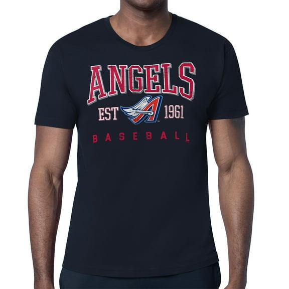 Men's-Starter  Navy Los Angeles Angels Distressed Logo T-Shirt