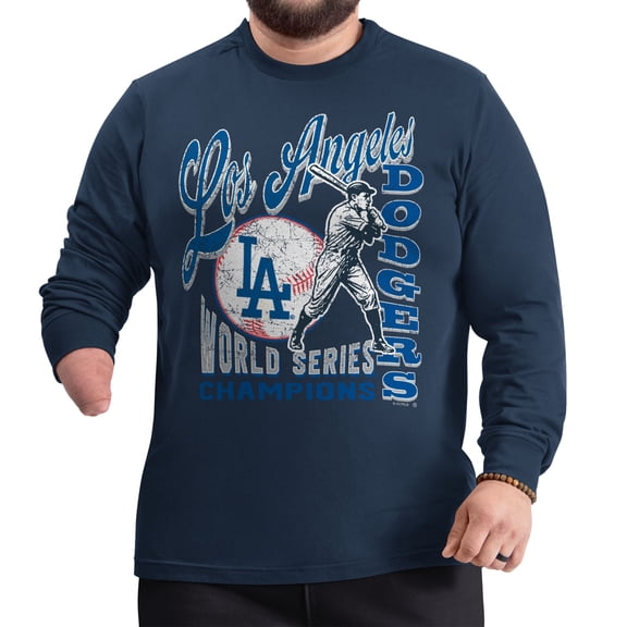 Men's Starter Navy Los Angeles Dodgers Adaptive Throwback World Series Long Sleeve T-Shirt